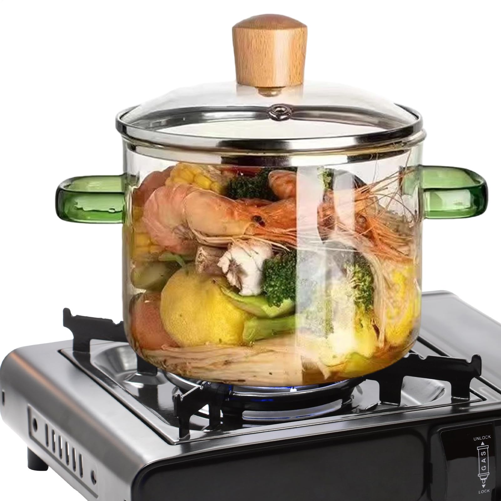 Amazon | 透明鍋，耐熱ガラス 鍋 ih対応，ガラス鍋 直火，1600ml 耐熱